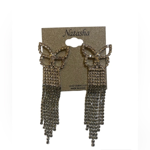 Natasha Rhinestone Dangle Earrings - Picture 2 of 5